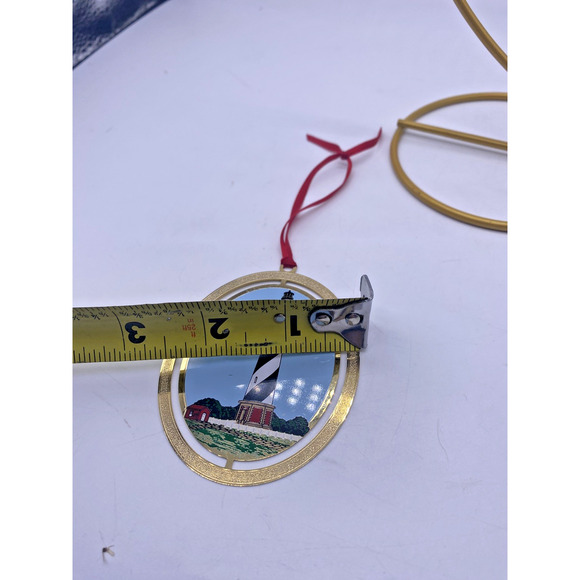 Cape Hatteras Lighthouse Christmas Ornament Gold Metal North Carolina Vintage 3" - Picture 8 of 8